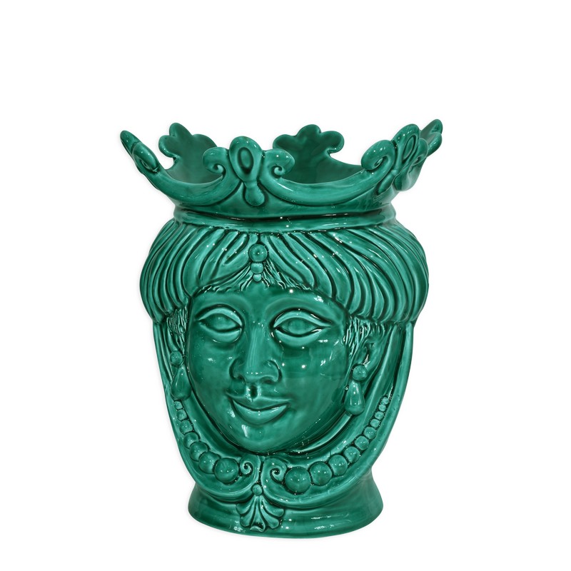 vase holder in emerald italian ceramic