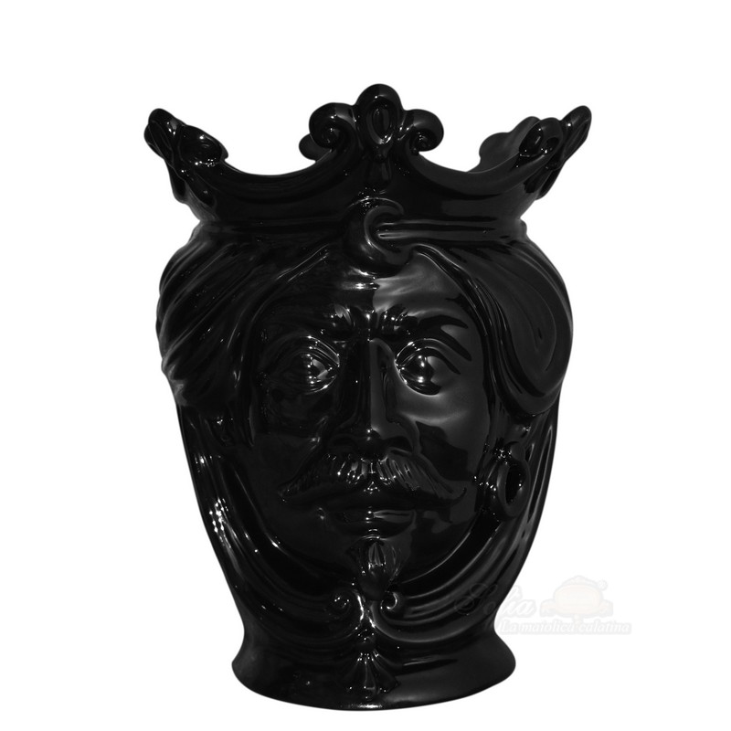 vase holder moor's head in italian ceramic from sicily