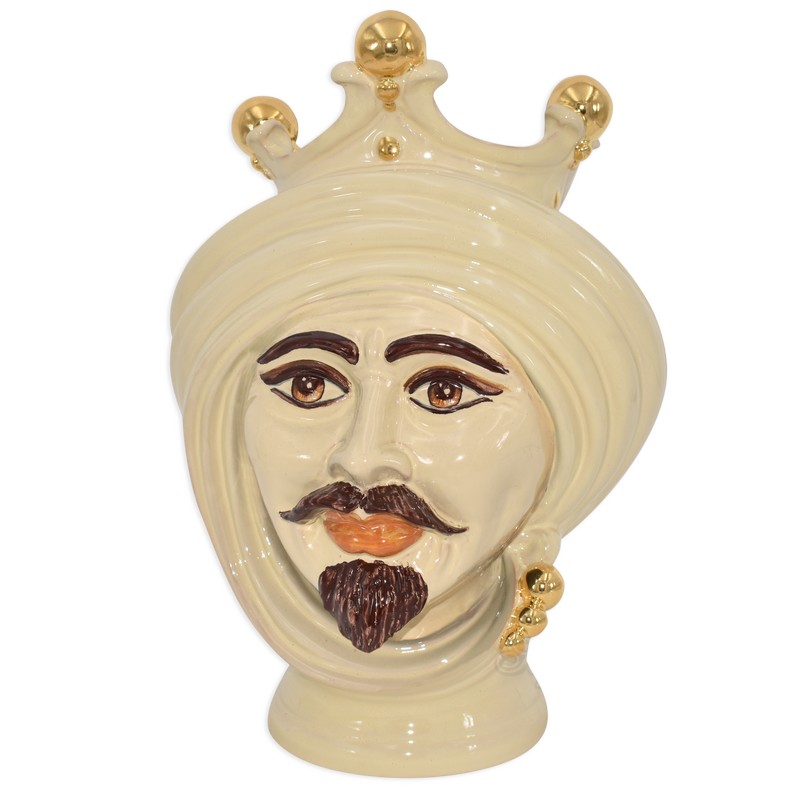 vase-holder-moors-head-italian-ceramic-cream-gold-color
