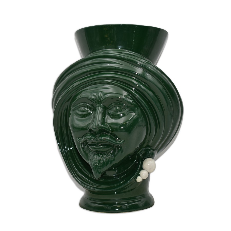 vase holder moor's head in italian pottery