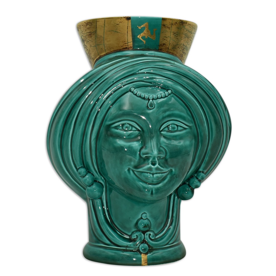 vase holder in italian pottery moors head