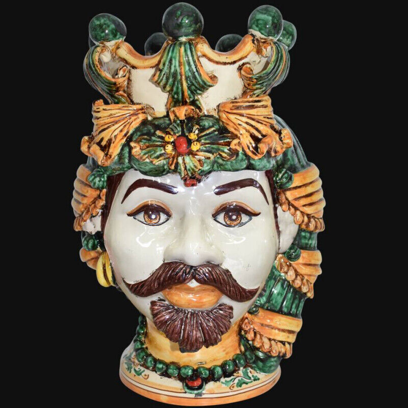 vase holder in italian ceramic moor's head