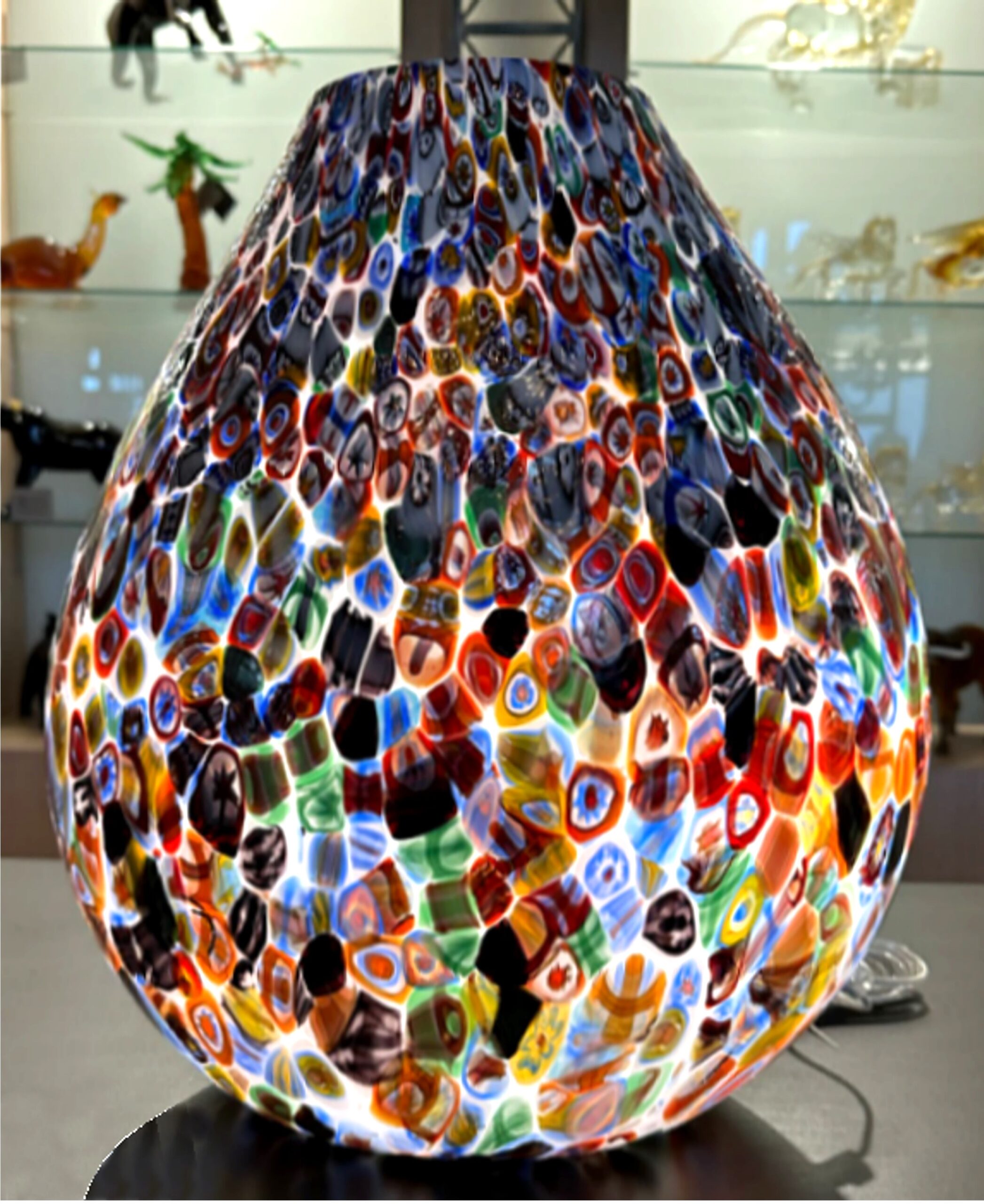 Table Lamp Murano Glass with Murrine Original Handmade in Italy 1 Light