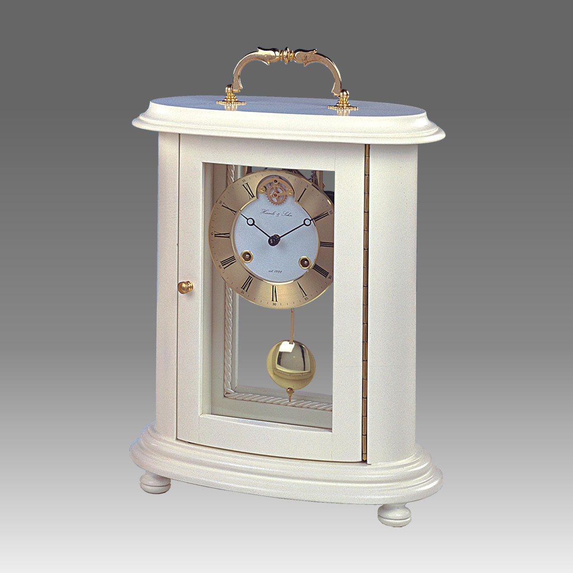 Wooden Mantel Clock Made in Italy Lacquered White