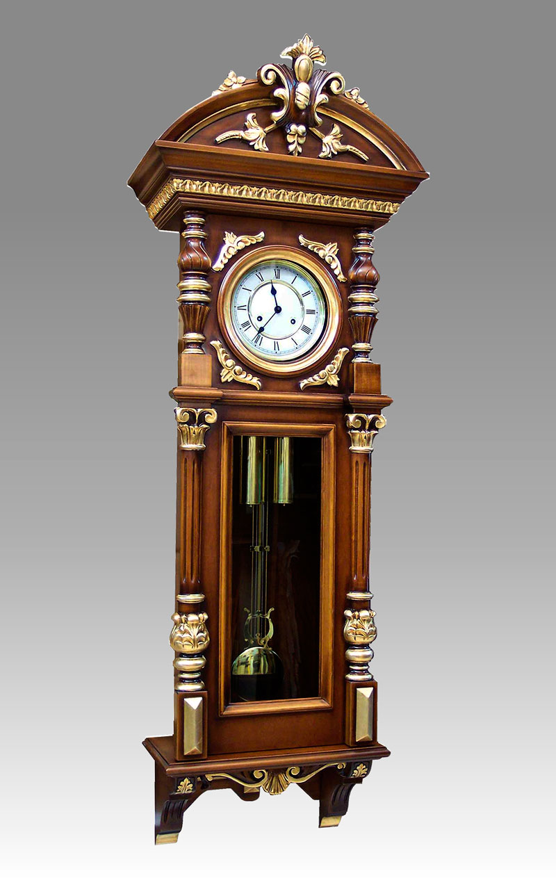 Wall Clock in Walnut Made in Italy Luxury Wooden Empire Style