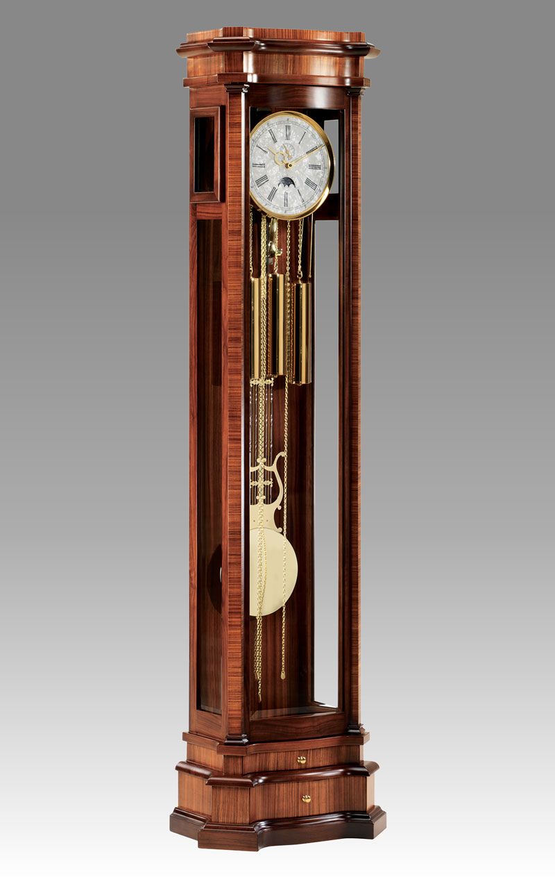 Wooden Grandfather Clock in Walnut and Zebrano Made in Italy